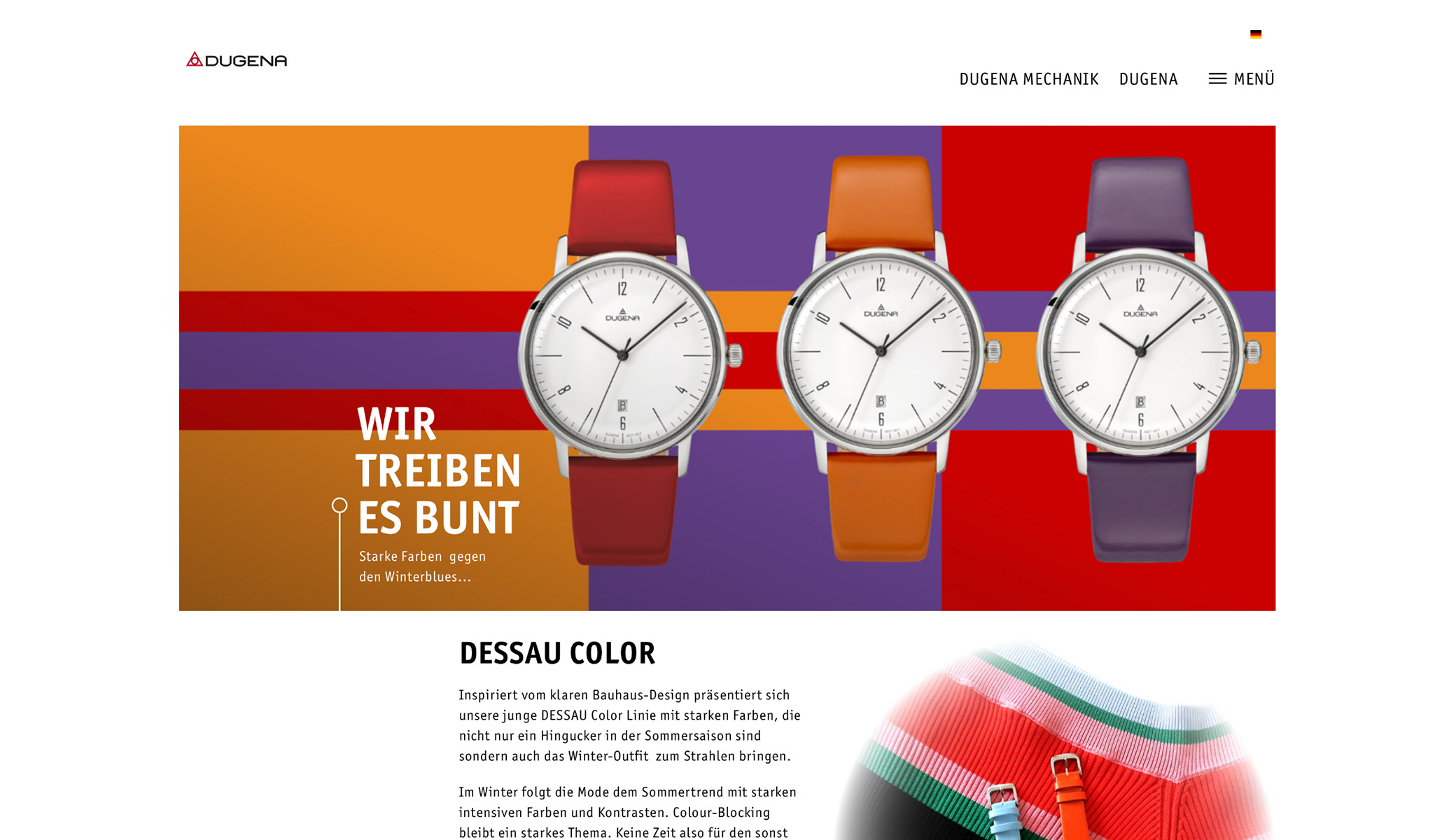 Screenshot Dugena Shopware Projekt Unterseite Desktop