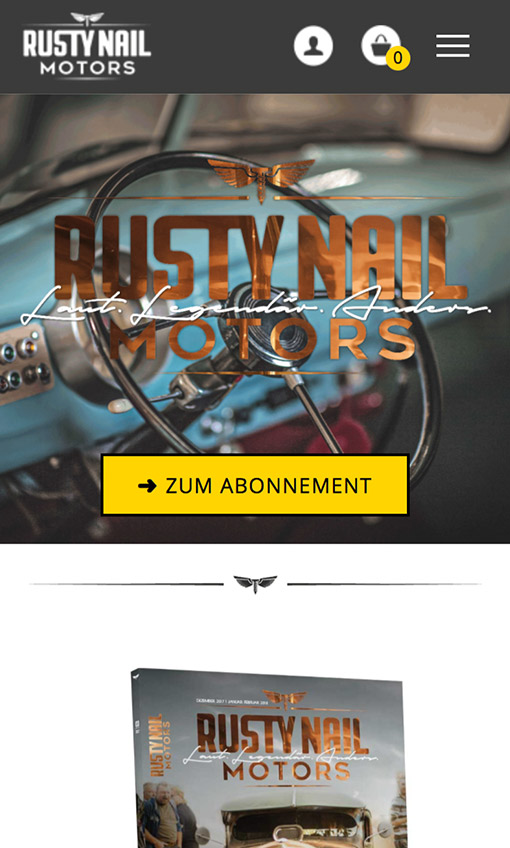 Screenshot Rusty Nail Motors Startseite Smartphone